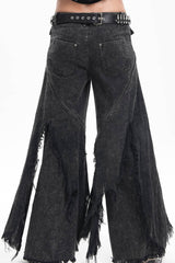 Black Ripped Rings Studs Men's Gothic Pants - Product - 3