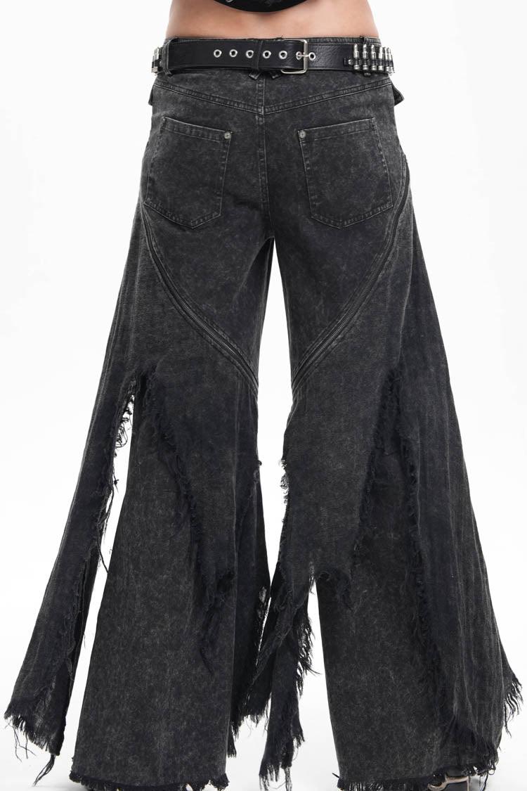 Black Ripped Rings Studs Men's Gothic Pants - Product - 3