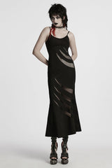 Black Sleeveless Stitching Mesh Women's Punk Fishtailed Honeymoon Slip Dress - Product - 4