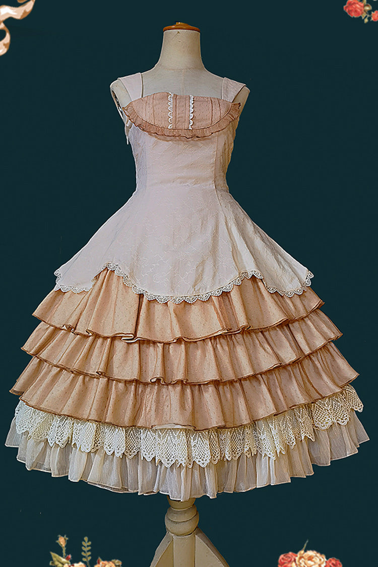 [Waltz] Triple-Layered Ruffle Stitching Lace Sweet Lolita Dress 2 Colors - Product - 7