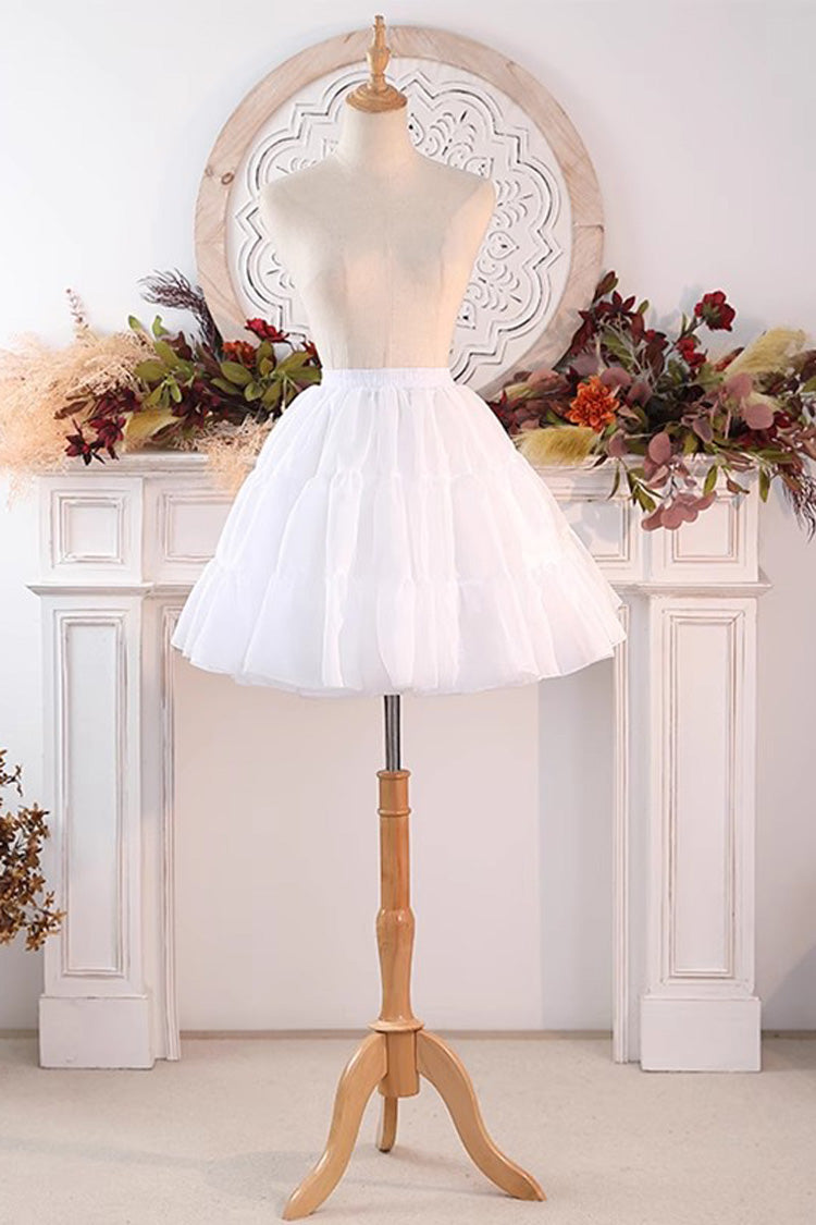 White Daily Boneless Crystal Yarn Sweet Lolita Petticoat - White - 1