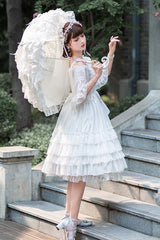 White Venus's Kiss Ruffled Multi-Layer Hanayome Elegant Classic Lolita Dress - Product - 3
