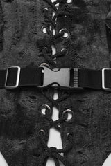 Grey Sleeveless Lace-Up Buckle Halter Pointed Hem Womens Steampunk Vest - Product - 10