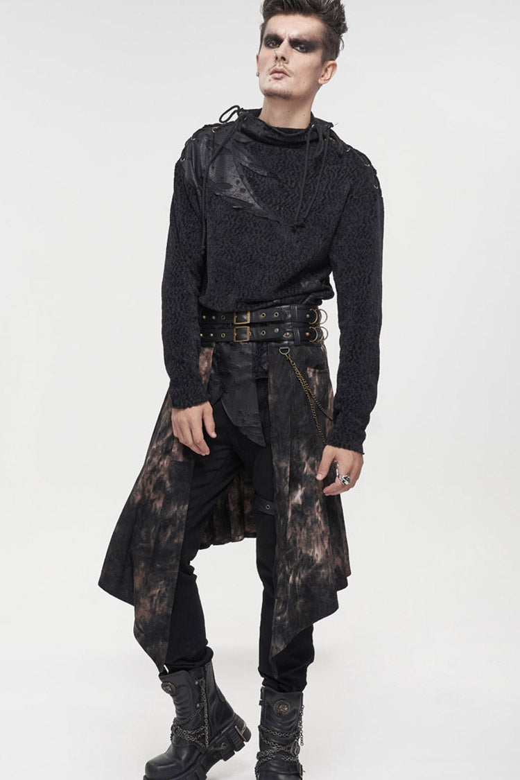 Bronze Gothic Belt Design Chain Decoration Corduroy Tie-Dye Men's Skirt - Product - 8