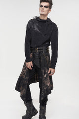 Bronze Gothic Belt Design Chain Decoration Corduroy Tie-Dye Men's Skirt - Product - 8