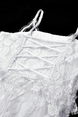 White Sleeveless Pleated Lace Women's Gothic Slip Dress Wedding Dress - Product - 16