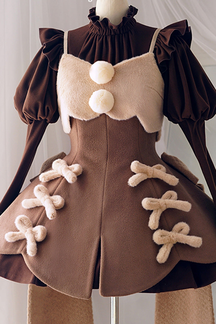 Stand Up Collar Long Sleeves High Waisted Thickened With Vest Sweet (Dress Only) detail view 22