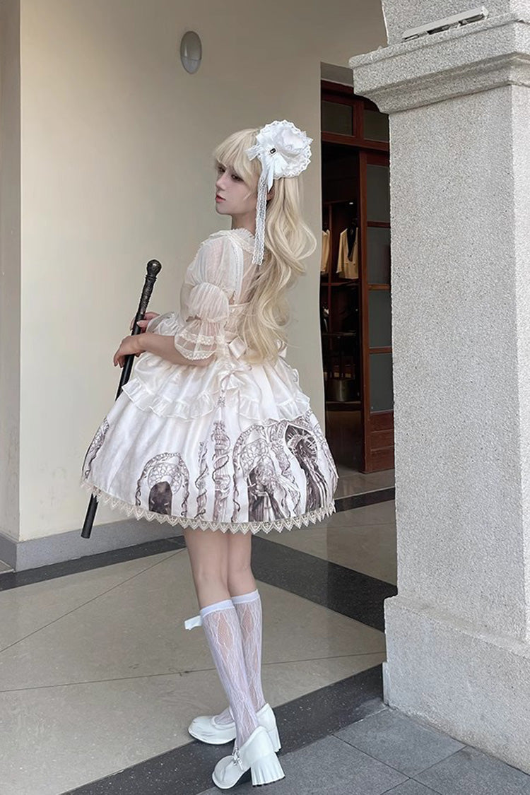 Apricot Eternal Night Print Ballet Lace-Up Sweet Lolita Jsk Dress - Product - 8