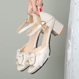 Leyana Bowknot Sweet Elegant Lolita Sandals 4 Colors - Ivory - 1