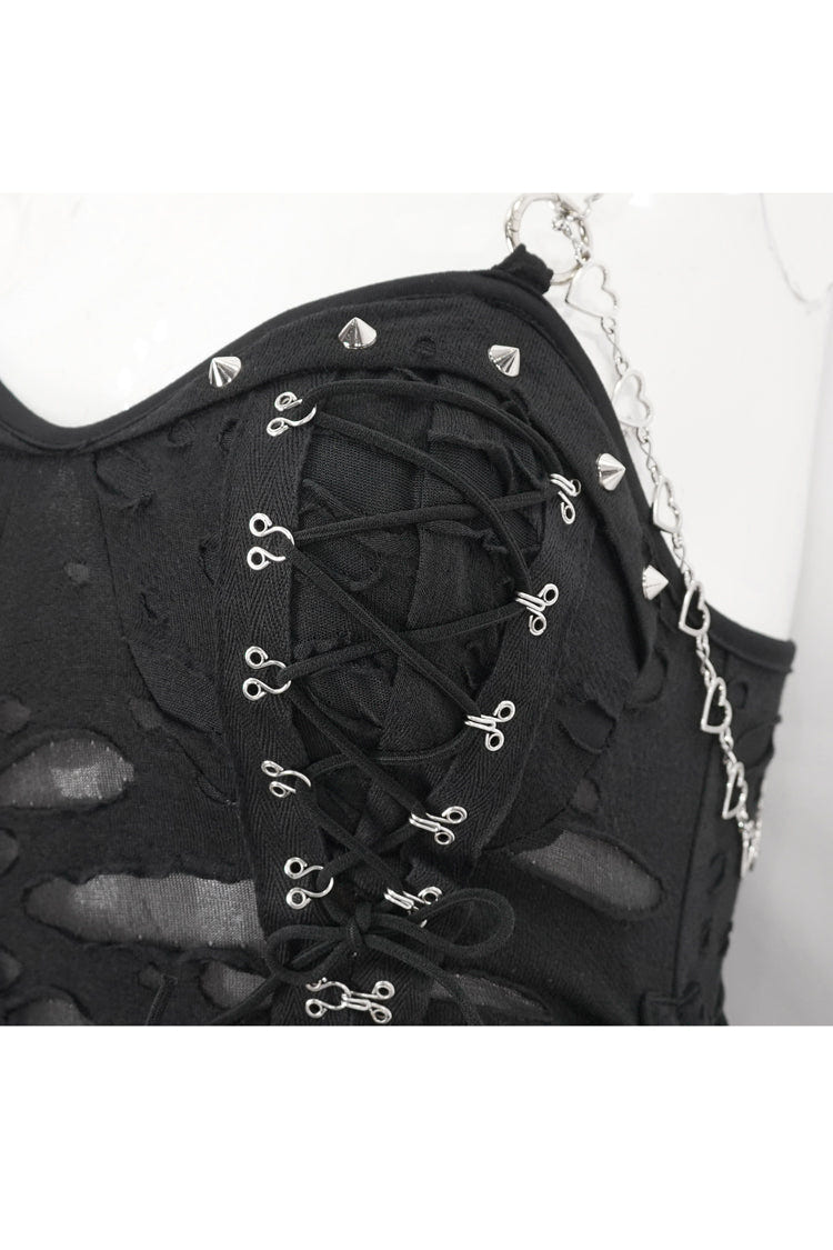 Black Lace Ripped Women's Gothic Jsk Dress - Product - 9
