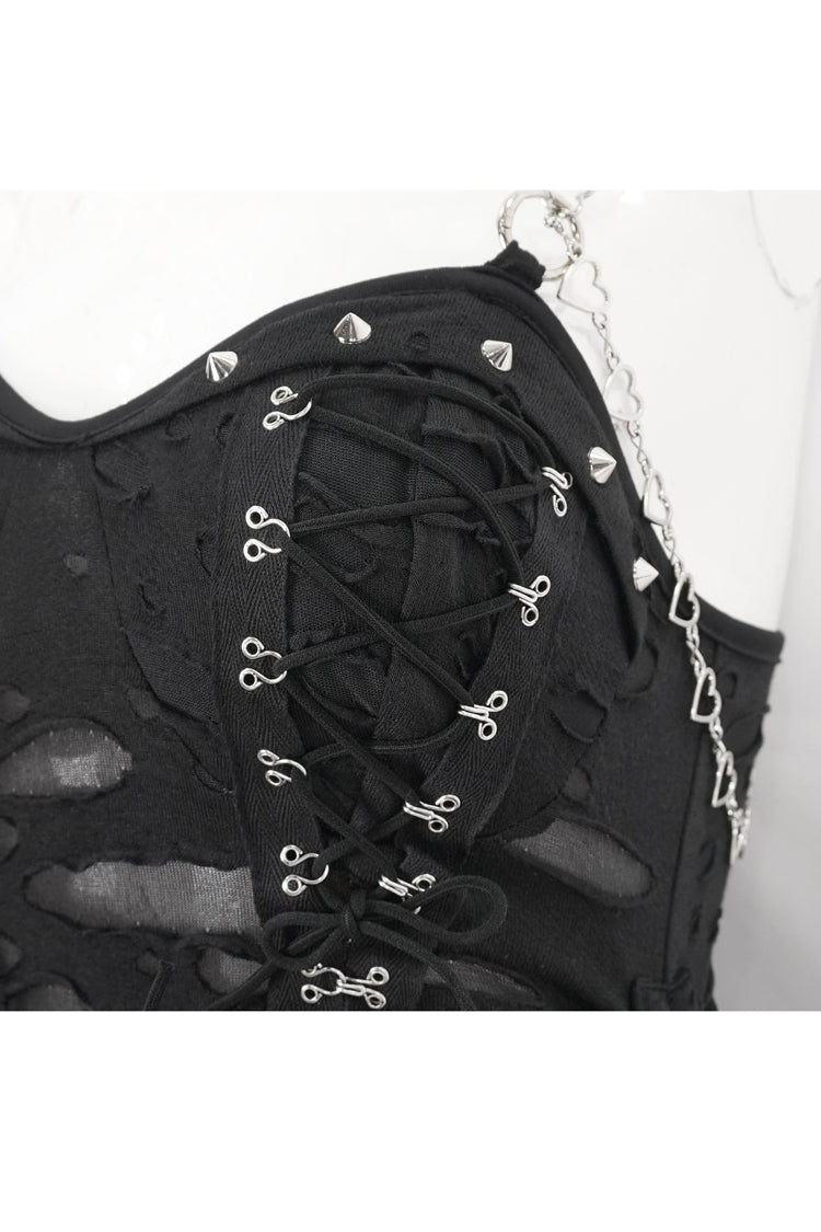 Black Lace Ripped Women's Gothic Jsk Dress - Product - 9
