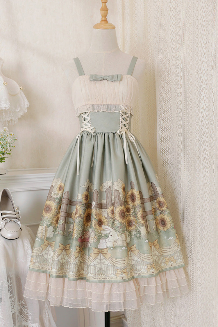 Multi-Color Sleeveless Sunflower Print Elegant and Sweet Lolita Jsk Dress - Product - 8