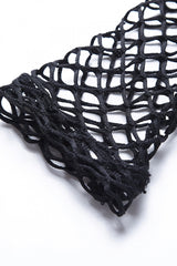 Black Sexy Long Sleeves Fishnet Mesh Women's Fitted Top - Product - 15