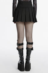 Black Skull Ruffle Buckle Women's Punk Pleated Skirt - Product - 3