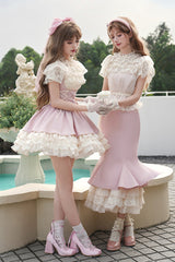 Pink [Love Diary] Multi-Layered Ruffle Sweet Lolita Jsk Mermaid Dress - Product - 6