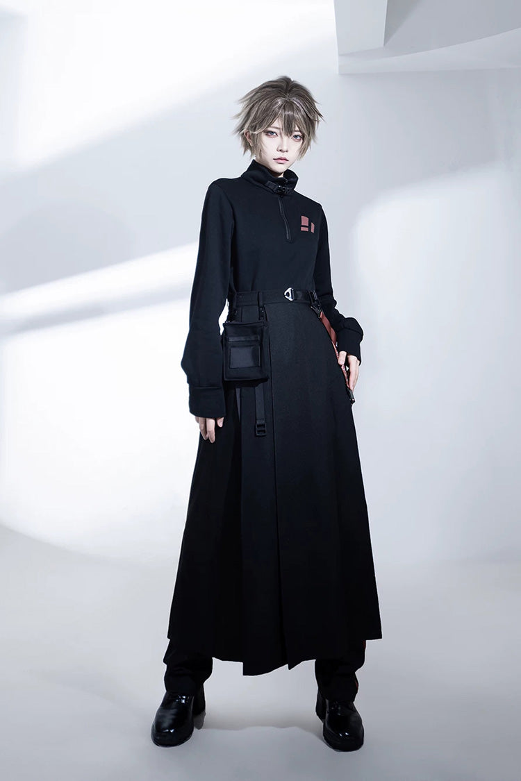 Black [Nameless Blade] Stand Collar Long Sleeves Gothic Prince Ouji Lolita Skirt Set - Product - 13