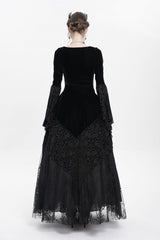 Black Long Sleeves Lace-Up Beaded Pleated Women's Gothic Blouse - Product - 6