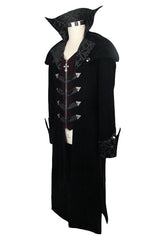 Western Fashion Gothic Pattern Event Shawl Collar Black Mens Velveteen Long Coats - Product - 6