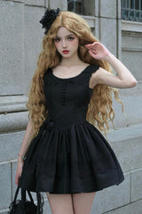 Black Night Traveler Breast Support Classic Gothic Short Lolita Jsk Dress - Product - 8