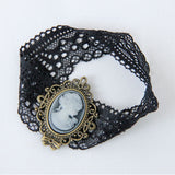 Black Lace Retro Victorian Beauty Head Elastic Gothic Lolita Armband Bracelet - Product - 4
