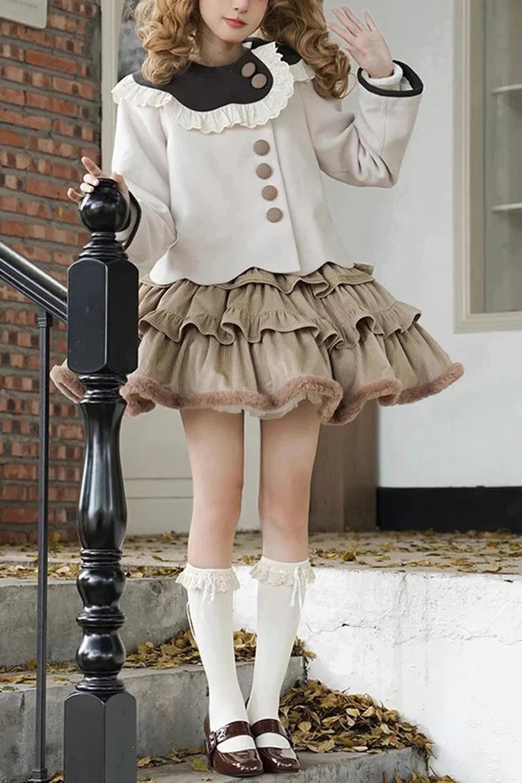 Brown Coco Diary Autumn Winter Sweet Princess Lolita Skirt - Brown - 1