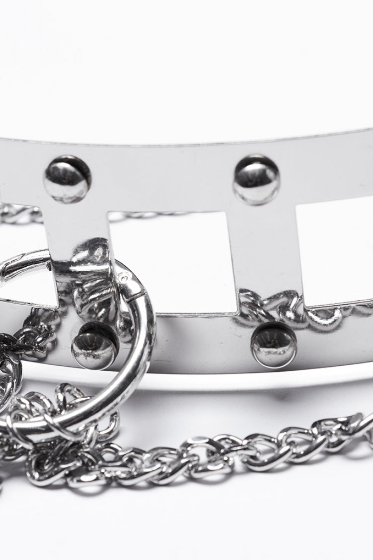 Silver Women's Punk Studded Metal Chain Belt - Product - 6