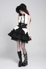 Black Lace Lace-Up Cross&Eyes Underbust Slim Women's Gothic Corset - Product - 7