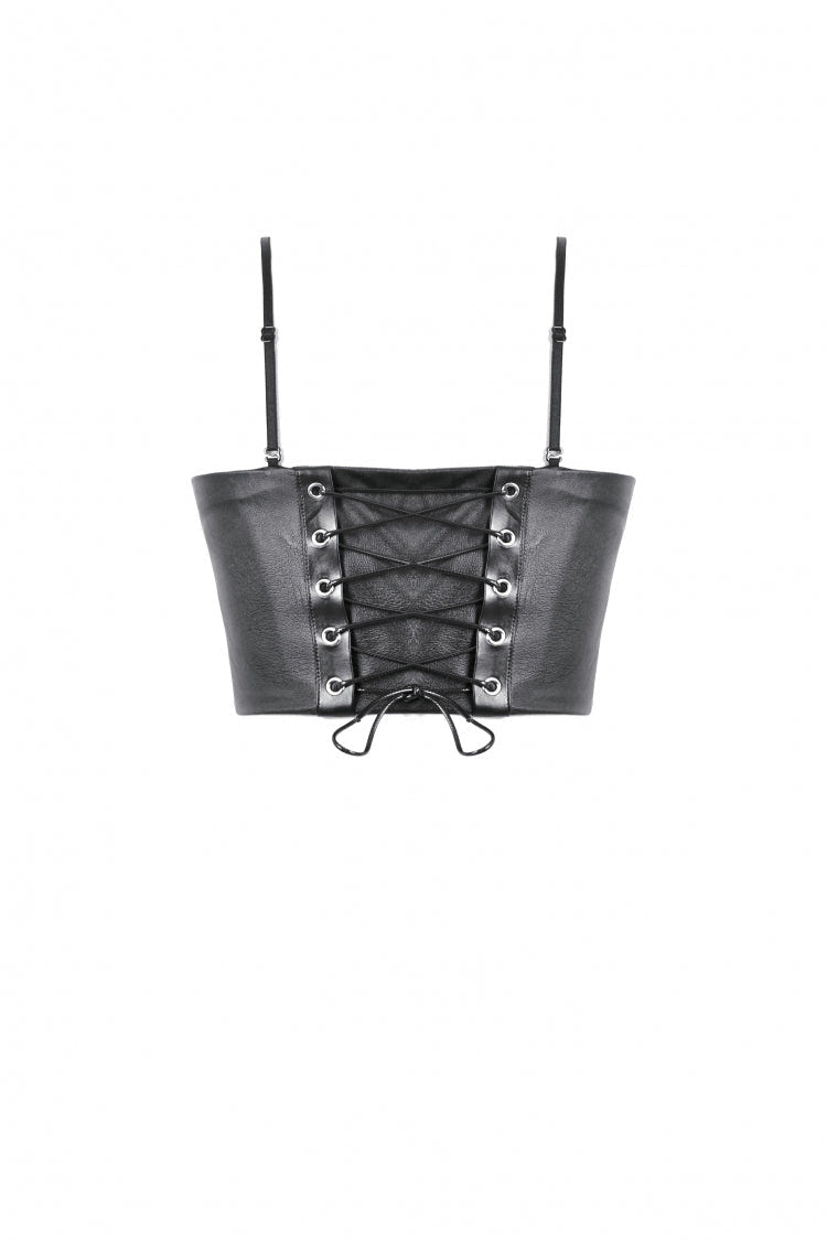 Black Lace-Up Eyelet Belted Women's Punk Bustier - Product - 16