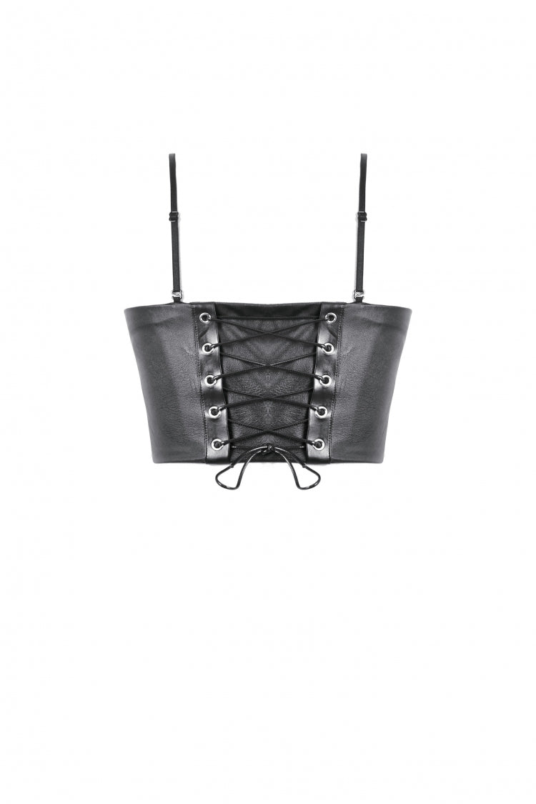 Black Lace-Up Eyelet Belted Women's Punk Bustier - Product - 16