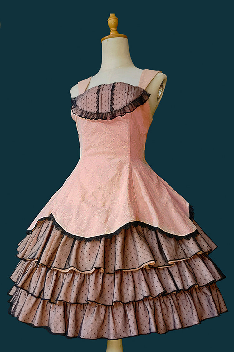 [Waltz] Triple-Layered Ruffle Stitching Lace Sweet Lolita Dress 2 Colors - Pink - 1