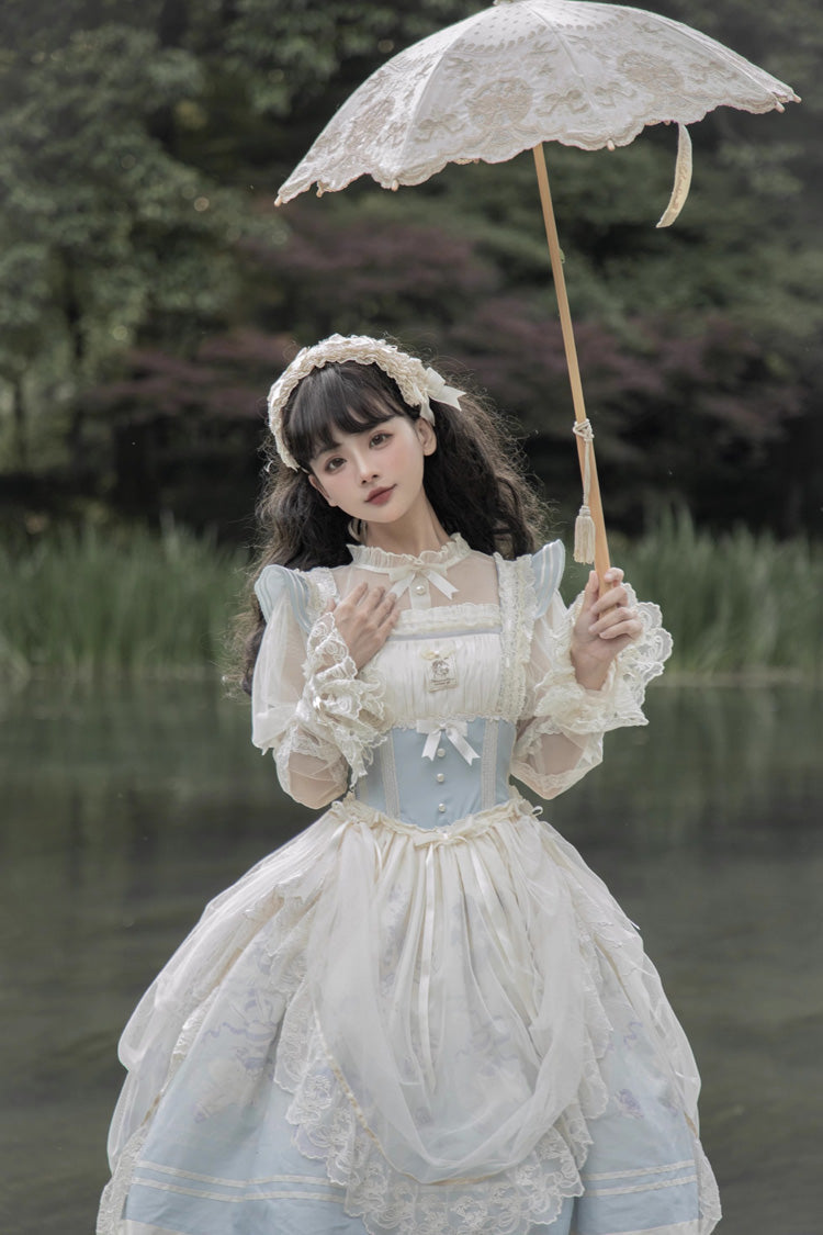 Dream Doll Ballet Rabbit Print Sweet Lolita Jsk Dress 2 Colors - Product - 6