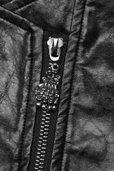 Black Stand Collar Zipper Faux Leather Sharp Shoulders Mens Steampunk Short Coat - Product - 6