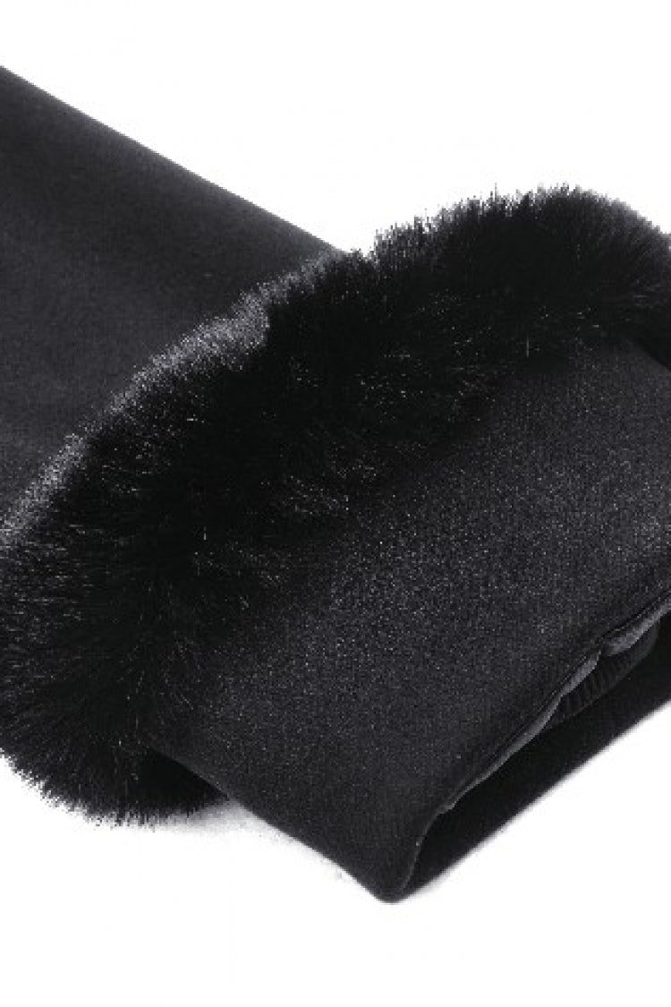 Black Long Sleeves Crescent Moon Bow Spliced Double-breasted Women's Gothic Coat with Cat Ear Hood - Product - 18