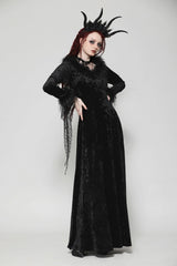 Black Long Sleeves Velvet Lace Women's Gothic Maxi Dress Wedding Dress - Product - 8