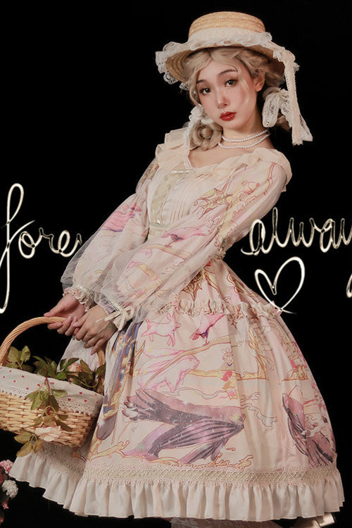 Pink Elegant Printed Sweet Lolita OP Dress - Product - 3