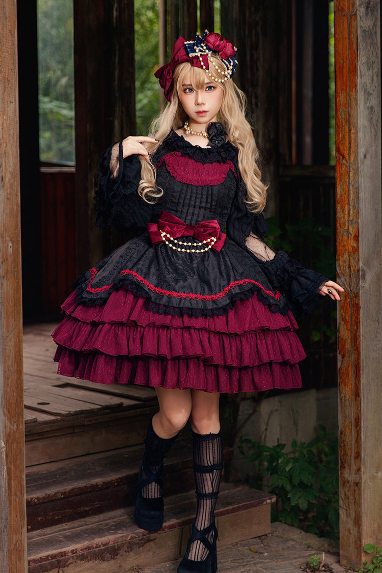 [Pearl Box] Sleeveless Triple-Layered Bowknot Lace Slim Pearl Sweet Elegant Lolita Jsk Dress 3 Colors - Product - 3