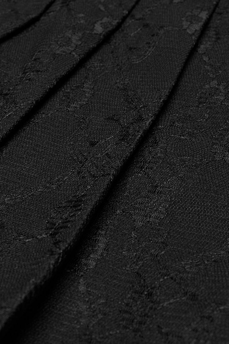 Black Stitching Lace Women's Punk Pleated Skirt with Chain - Product - 7
