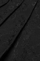 Black Stitching Lace Women's Punk Pleated Skirt with Chain - Product - 7