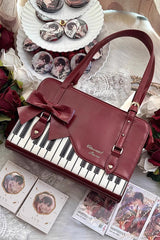Piano Waltz Bowknot Sweet Lolita Handbag 4 Colors - Red - 6