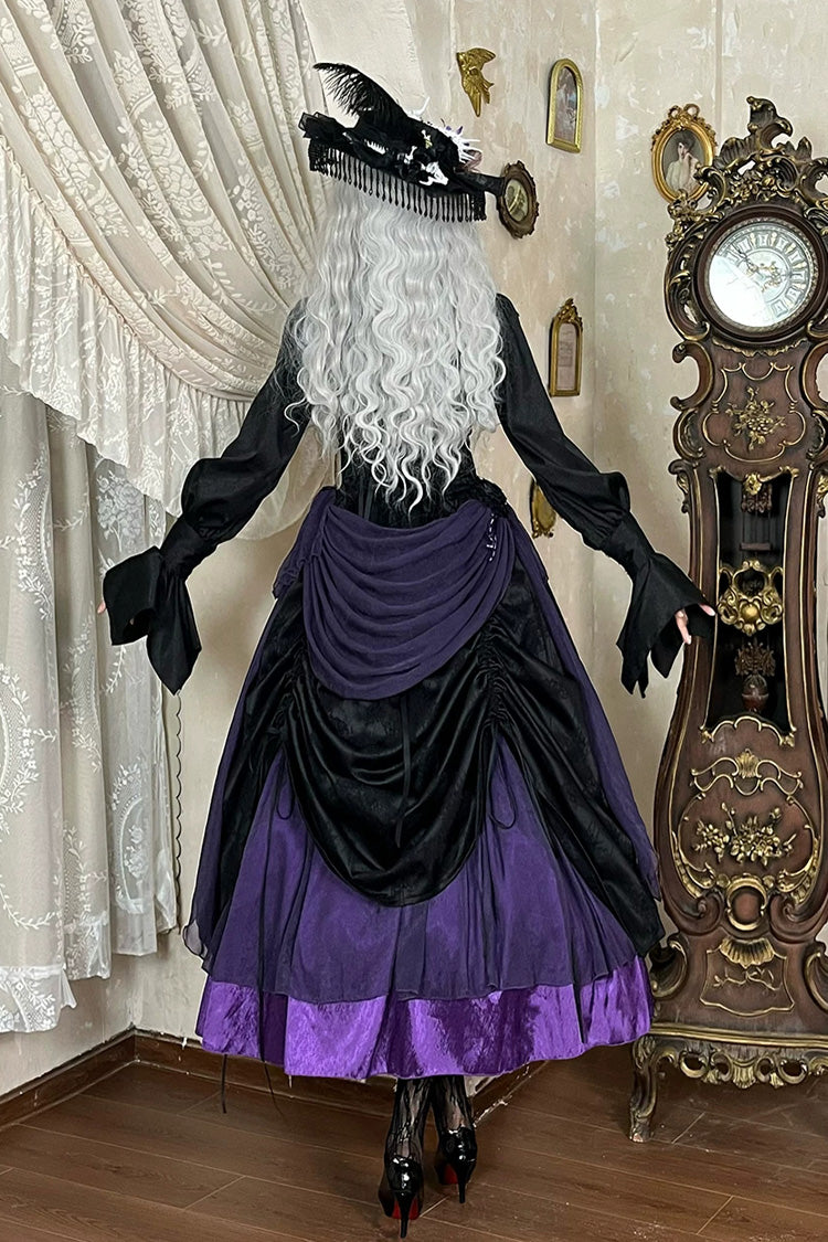 Black/Purple [Moonlit Return] Printed Boned Gothic Elegant Lolita Skirt - Product - 7