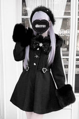[Velvet Star Dream] Long Sleeves Bow Sweet Jirai Kei Japanese Overcoat 2 Colors - Product - 2