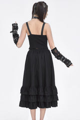 Black Ruffle Matching Belt Womens Gothic Skirt - Product - 5