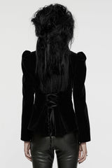 Black Stand Collar Long Sleeves Women's Gothic Swallowtail Coat - Product - 3