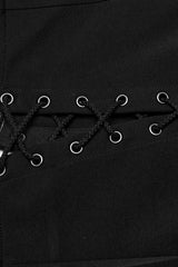 Black Cross Print Stitching Lace-Up Women's Steampunk Skirt - Product - 6