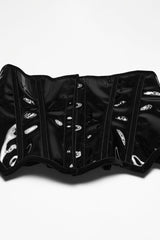 Black Patent Leather Women's Gothic Underbust Corset - Product - 5
