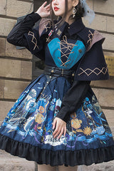 Dark Bule Sea of Abyss Japanese Style Ruffled Classic Lolita JSK Dress - Blue - 1