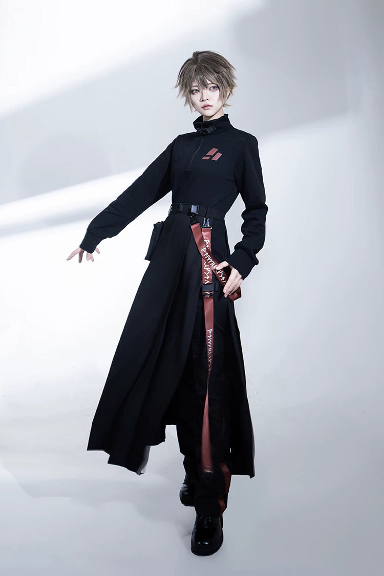 Black [Nameless Blade] Stand Collar Long Sleeves Gothic Prince Ouji Lolita Skirt Set - Product - 14
