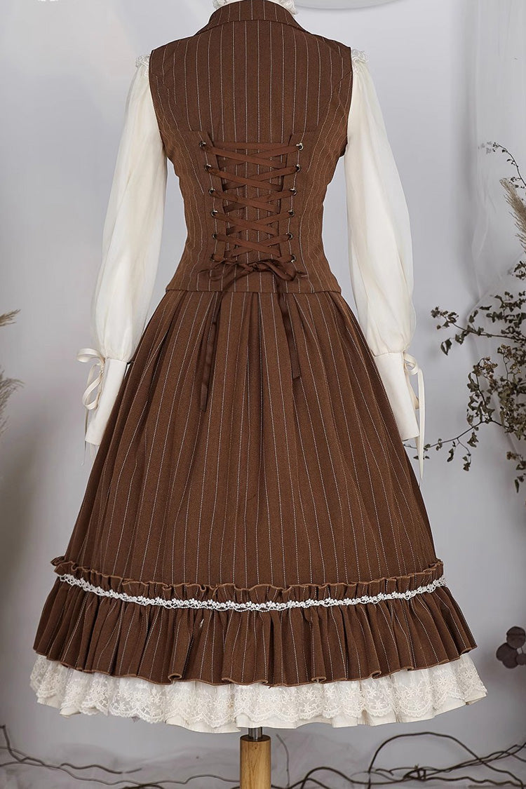 Multi-layer Striped Print Ruffle Sweet College Style Elegant Lolita Skirt 3 Colors - Product - 18