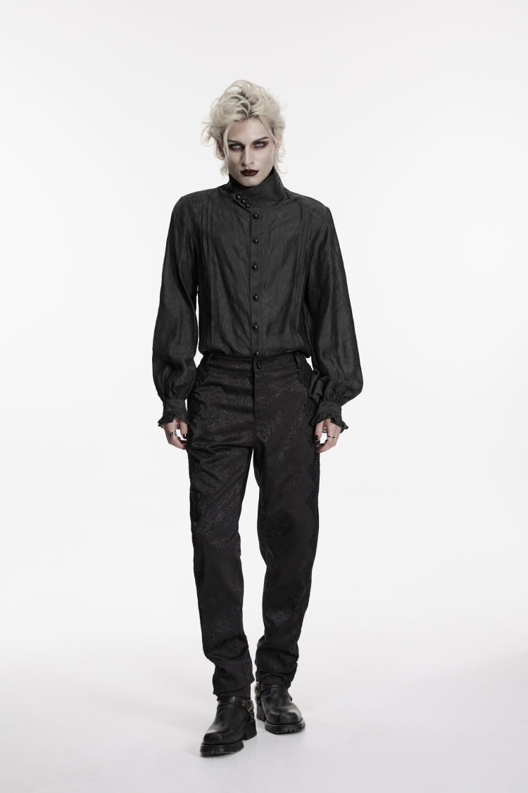 Black Jacquard Slim Men's Gothic Gorgeous Handsome Pants - Product - 5