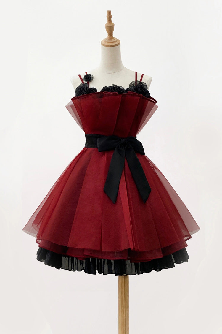 Wine Red [Eternal Night Bouquet] Sleeveless Ruffle Bowknot Sweet Princess Lolita Dress - Product - 3